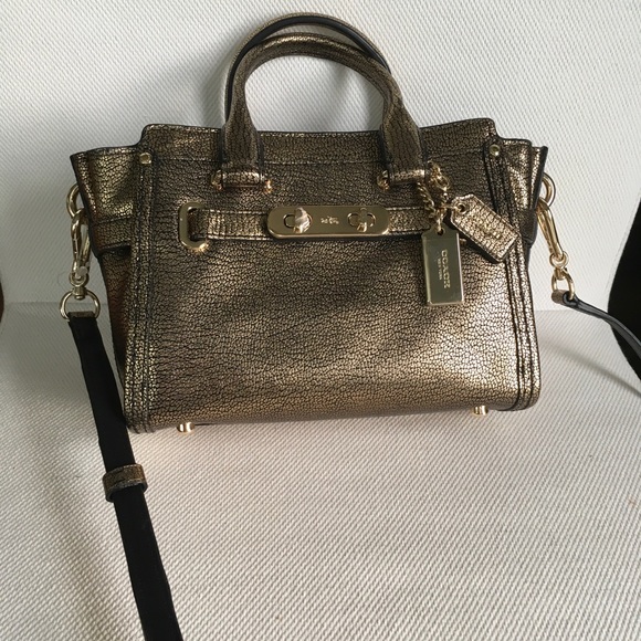NWT COACH SWAGGER 20 IN METALLIC PEBBLE LEATHER 35990 - Picture 5 of 15